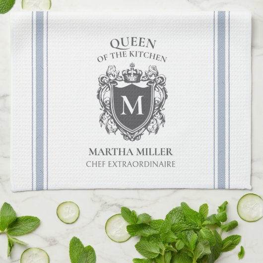 Queen of the Kitchen Gepersonaliseerd naam Monogra Theedoek (Gevouwen)
