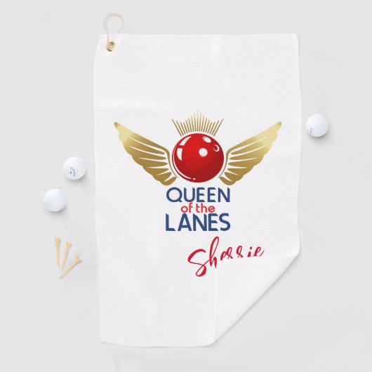Queen of the Lanes Custom Bowling Handdoek (Insitu)