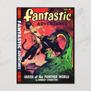 Queen of the Panther World:  Fantasy Pulp Fiction Briefkaart