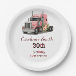 Queen of the Road Verjaardag Vrouw Vrachtwagenchau Papieren Bordje