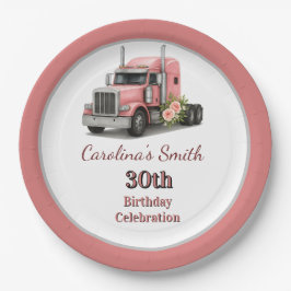 Queen of the Road Verjaardag Vrouw Vrachtwagenchau Papieren Bordje