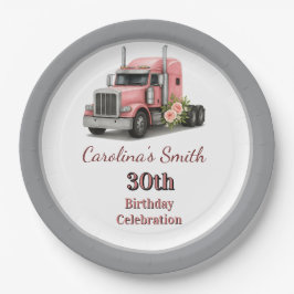 Queen of the Road Verjaardag Vrouw Vrachtwagenchau Papieren Bordje