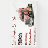 Queen of the Road Verjaardag Vrouw Vrachtwagenchau Spandoek (Verticaal)