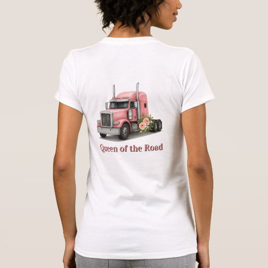 Queen of the Road Verjaardag Vrouw Vrachtwagenchau T-shirt (Achterkant)