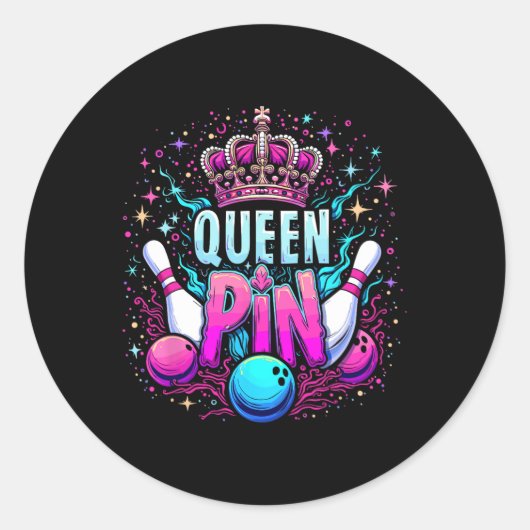 Queen Pin Shirt Bowler Bowling League For Bowling  Ronde Sticker (Voorkant)