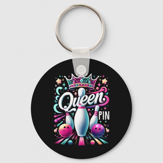 Queen Pin Shirt Bowler Bowling League For Bowling  Sleutelhanger (Voorkant)