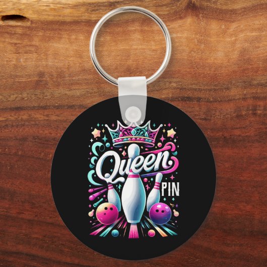 Queen Pin Shirt Bowler Bowling League For Bowling Sleutelhanger (Voorkant)