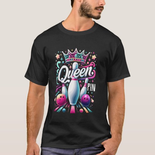Queen Pin Shirt Bowler Bowling League voor Bowling (Voorkant)