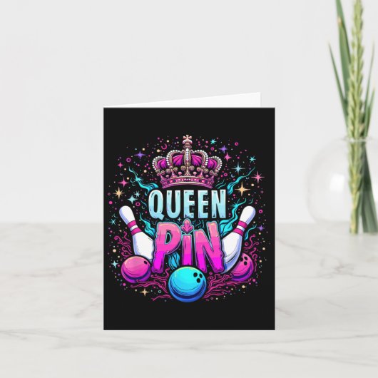Queen Pin Shirt Bowler Bowling League voor Bowling Kaart (Voorkant)