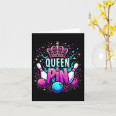 Queen Pin Shirt Bowler Bowling League voor Bowling Kaart (Gele Bloem)