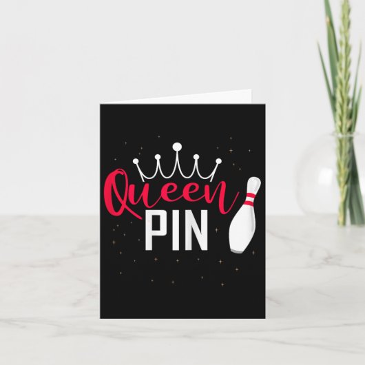 Queen Pin Shirt Bowler Bowling League voor Bowling Kaart (Voorkant)