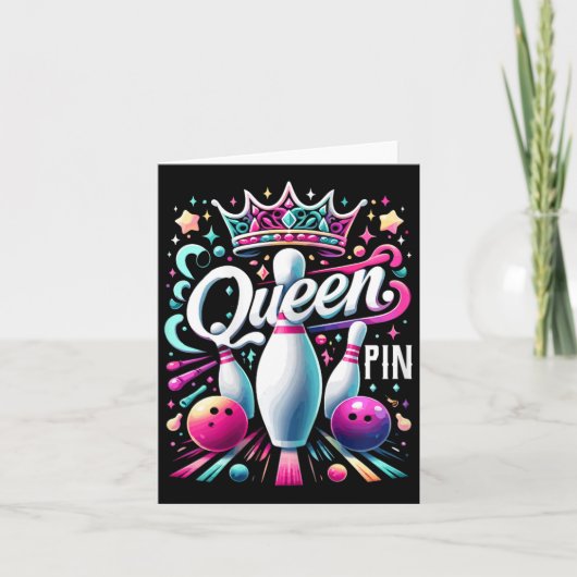 Queen Pin Shirt Bowler Bowling League voor Bowling Kaart (Voorkant)
