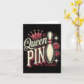 Queen Pin Shirt Bowler Bowling League voor Bowling Kaart (Gele Bloem)
