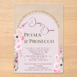 Queen Pink Floral Arch Zomer Vrijgezellenfeest Acryl Uitnodigingen