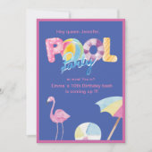 Queen Pool Party Bash: Trendy Roze blauw kinder ti Kaart (Voorkant)