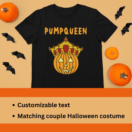 Queen Pumpkin Pun Humor Couple Halloween Costume T-shirt