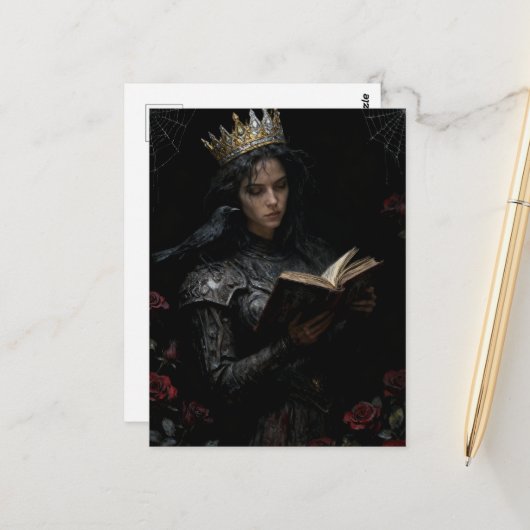 Queen Reading a Book Briefkaart (Voorkant / Achterkant in situ)