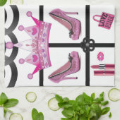 Queen roze keukenhanddoek (Gevouwen)