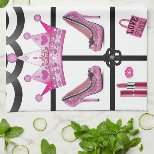 Queen roze keukenhanddoek (Gevouwen)