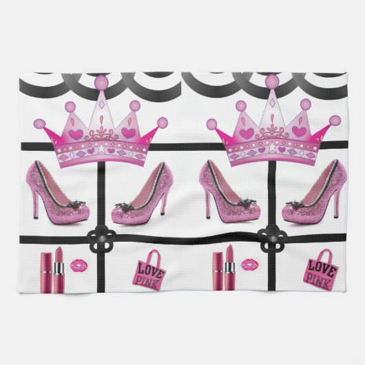 Queen roze keukenhanddoek (Horizontaal)