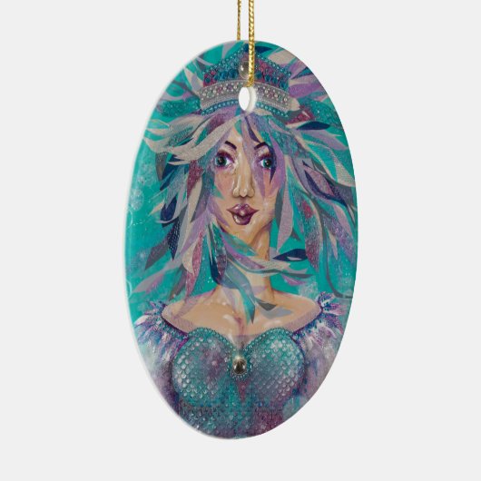 Queen Safine Blue Paars Mermaid Ocean Princess Keramisch Ornament (Rechts)