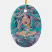 Queen Safine Blue Paars Mermaid Ocean Princess Keramisch Ornament (Voorkant)