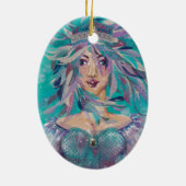 Queen Safine Blue Paars Mermaid Ocean Princess Keramisch Ornament (Achterkant)