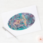 Queen Safine Blue Paars Mermaid Ocean Princess Ovale Sticker (Envelop)