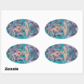 Queen Safine Blue Paars Mermaid Ocean Princess Ovale Sticker (Vel)