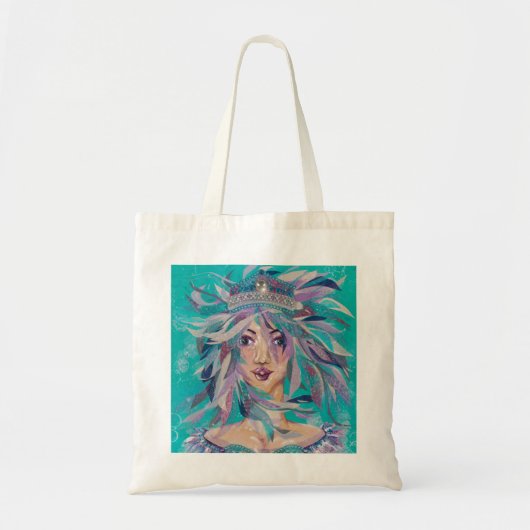 Queen Safine Blue Paars Mermaid Ocean Princess Tote Bag (Voorkant)