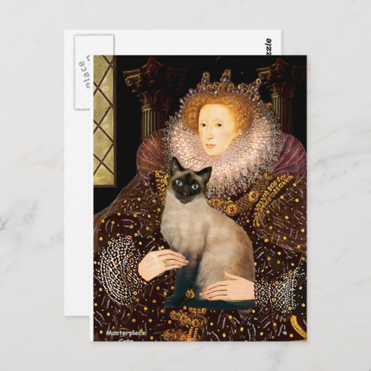 Queen- Seal Point Siamese kat Briefkaart (Voorkant / Achterkant)