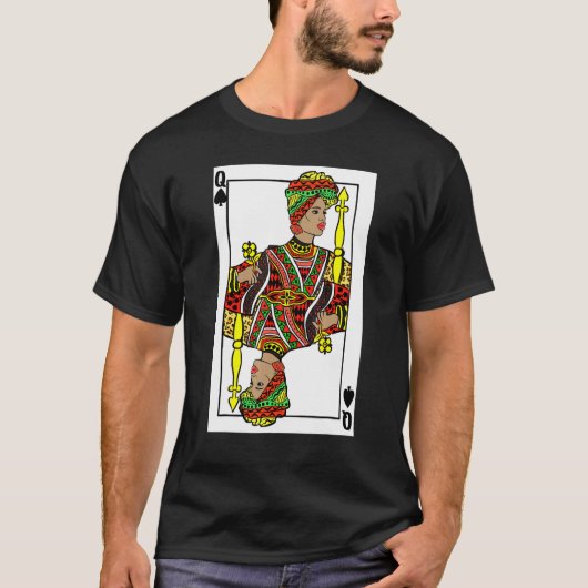 Queen Spades Afro-Amerikaanse Kaart Black History  T-shirt (Voorkant)