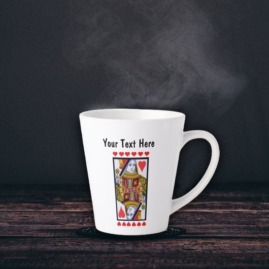 Queen Spelen Kaart Bright Red Hearts Latte Mok