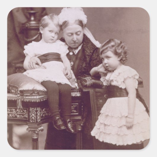Queen Victoria (1819-1901) met haar kleinkinderen, Vierkante Sticker (Voorkant)