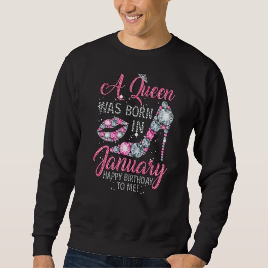 Queen Was Born in January Funny Gift High Heel Dia Trui (Voorkant)