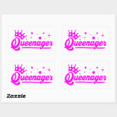 Queenager met roze kroon en sterren T-shirt Rechthoekige Sticker (Vel)