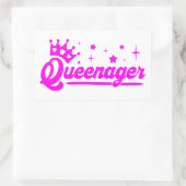 Queenager met roze kroon en sterren T-shirt Rechthoekige Sticker (Tas)