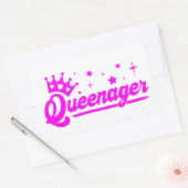 Queenager met roze kroon en sterren T-shirt Rechthoekige Sticker (Envelop)
