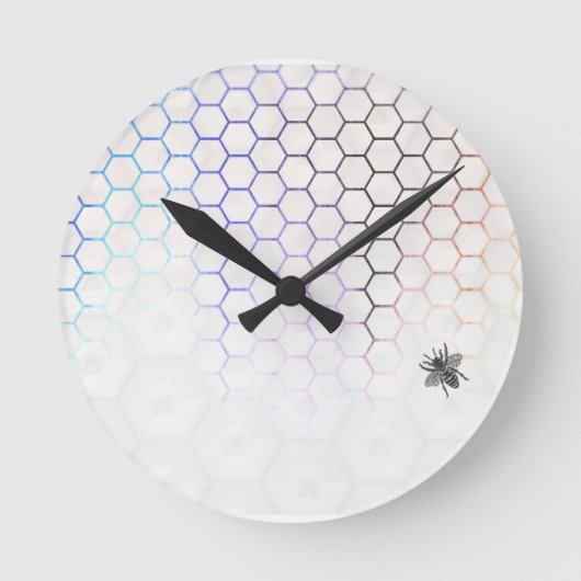 QueenBee in Colorfull Honeycomb Ronde Klok (Voorkant)