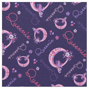 Queenie letter Q monogram hartbloemen stof