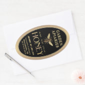 Queenline 16 en 32oz Black Honey Jar Queen Bee Ovale Sticker (Envelop)