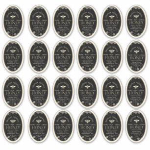 Queenline 8 oz Ovaal Honing Label met Honeycomb Be