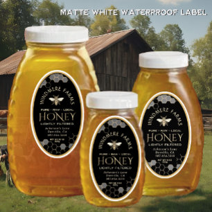 Queenline Honey 8/16/32oz Honingraat Bij Vinyl Sticker