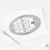 Queenline Honey jar-etiket met bijen en honingraat Ovale Sticker (Envelop)