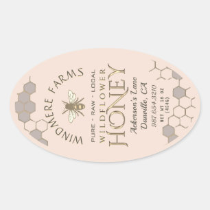 Queenline Honey Label 16/32oz Honeycomb Bee