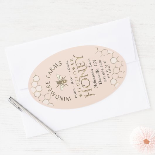 Queenline Honey Label 16/32oz Honeycomb Bee (Envelop)