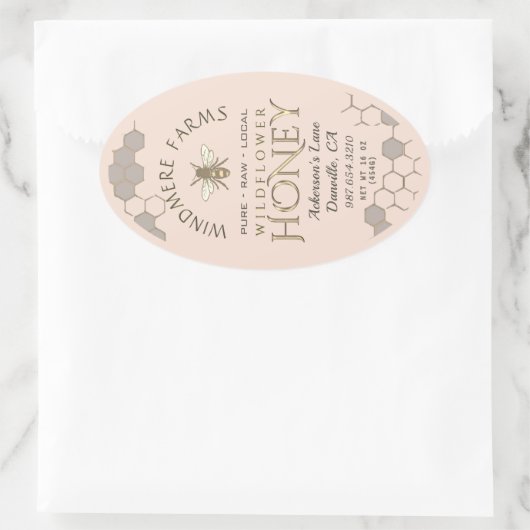 Queenline Honey Label 16/32oz Honeycomb Bee (Tas)