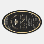 Queenline Honey Label 16/32oz Honeycomb Bee Black (Voorkant)