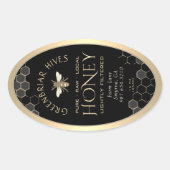 Queenline Honey Label 16/32oz Honeycomb Bee Black (Voorkant)