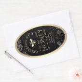 Queenline Honey Label 16/32oz Honeycomb Bee Black (Envelop)